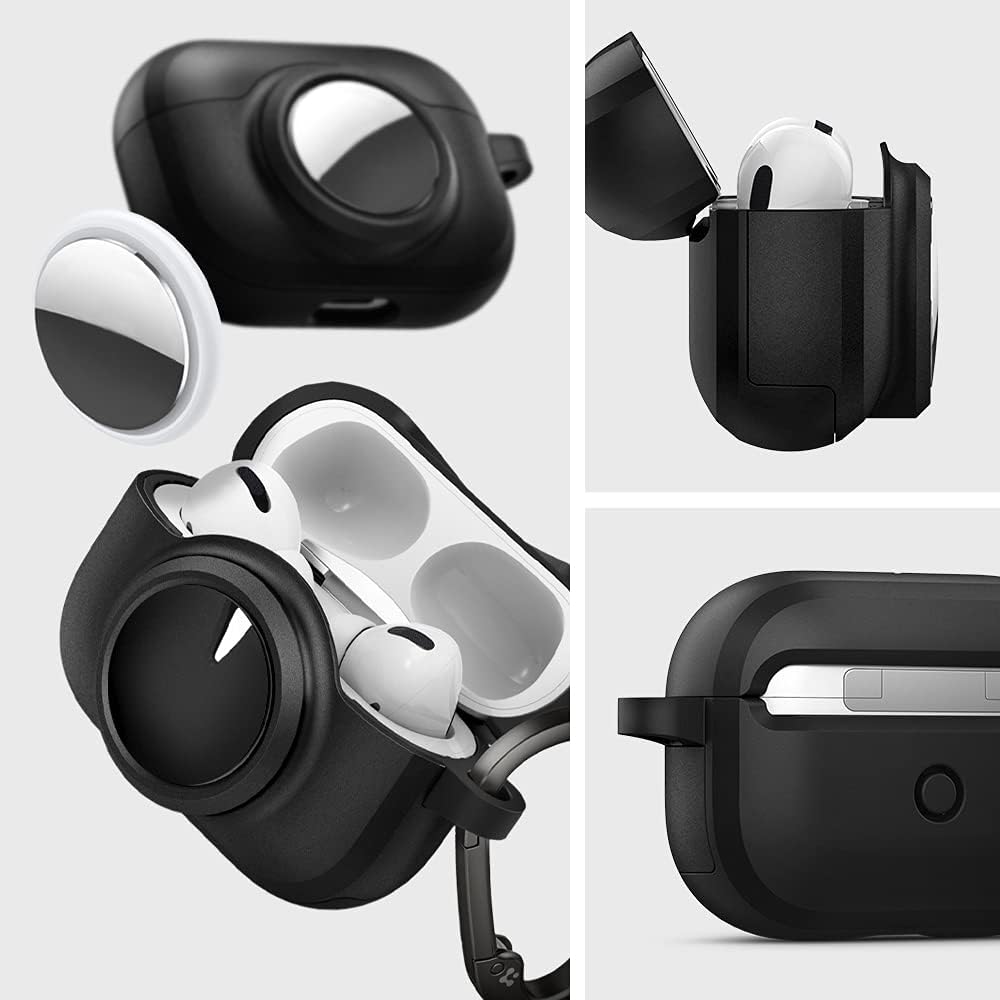 Spigen Tag Armor Duo - Funda diseñada para Airpods Pro y funda AirTag con llavero [protección sólida de doble capa]