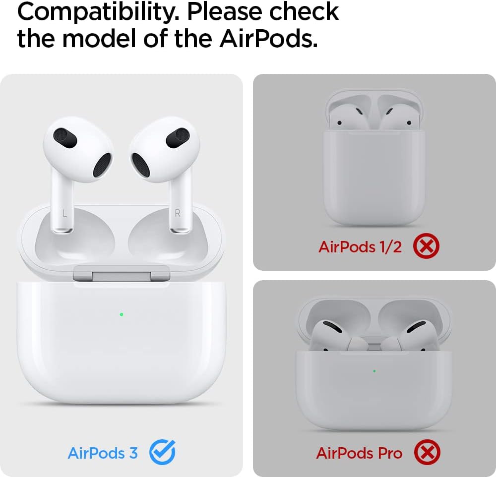 Spigen Funda de ajuste clásico diseñada para Airpods de 3ª generación con llavero, funda de tela prémium para Airpods 3 (2021), color negro