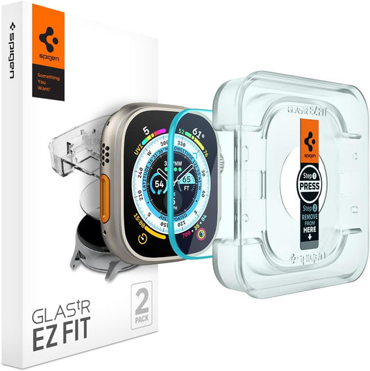 pigen Protector de pantalla de vidrio templado [GlasTR EZ FIT] diseñado para Apple Watch Ultra 2 (49 mm) / Ultra (49 mm) - Paquete de 2