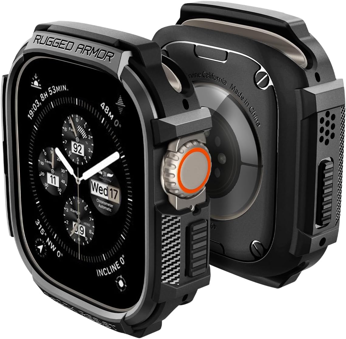 Spigen Rugged Armor - Funda de TPU duradera diseñada para Apple Watch Ultra 2/Apple Watch Ultra de 49 mm, color negro