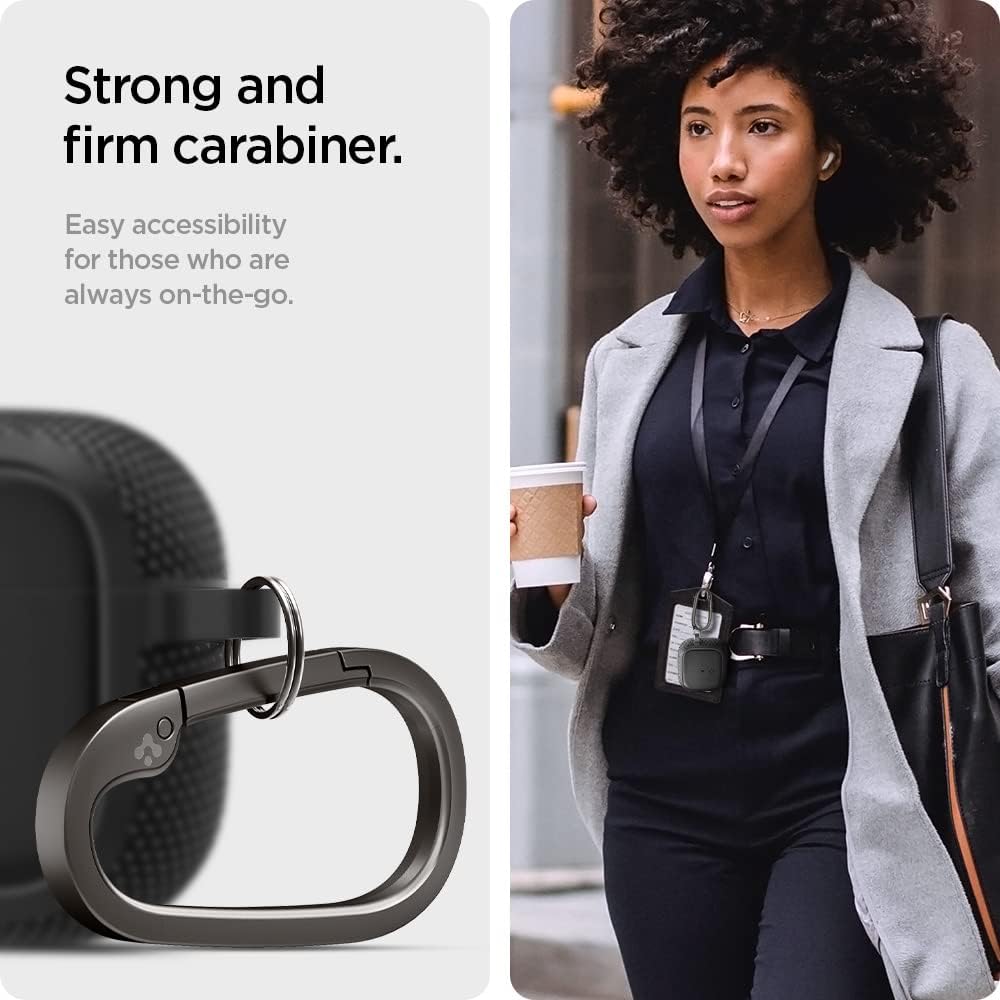 Spigen Funda de ajuste clásico diseñada para Airpods de 3ª generación con llavero, funda de tela prémium para Airpods 3 (2021), color negro