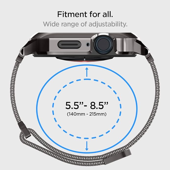 Spigen Metal Fit Pro diseñada para Apple Watch con correa Series 8/7/9 (45 mm) y Series SE2/6/SE/5/4 (44 mm)