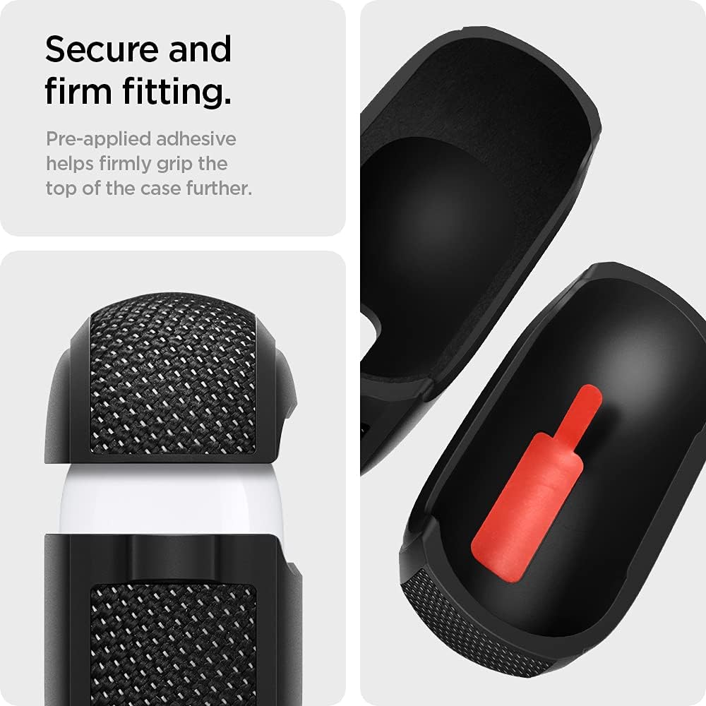 Spigen Funda de ajuste clásico diseñada para Airpods de 3ª generación con llavero, funda de tela prémium para Airpods 3 (2021), color negro