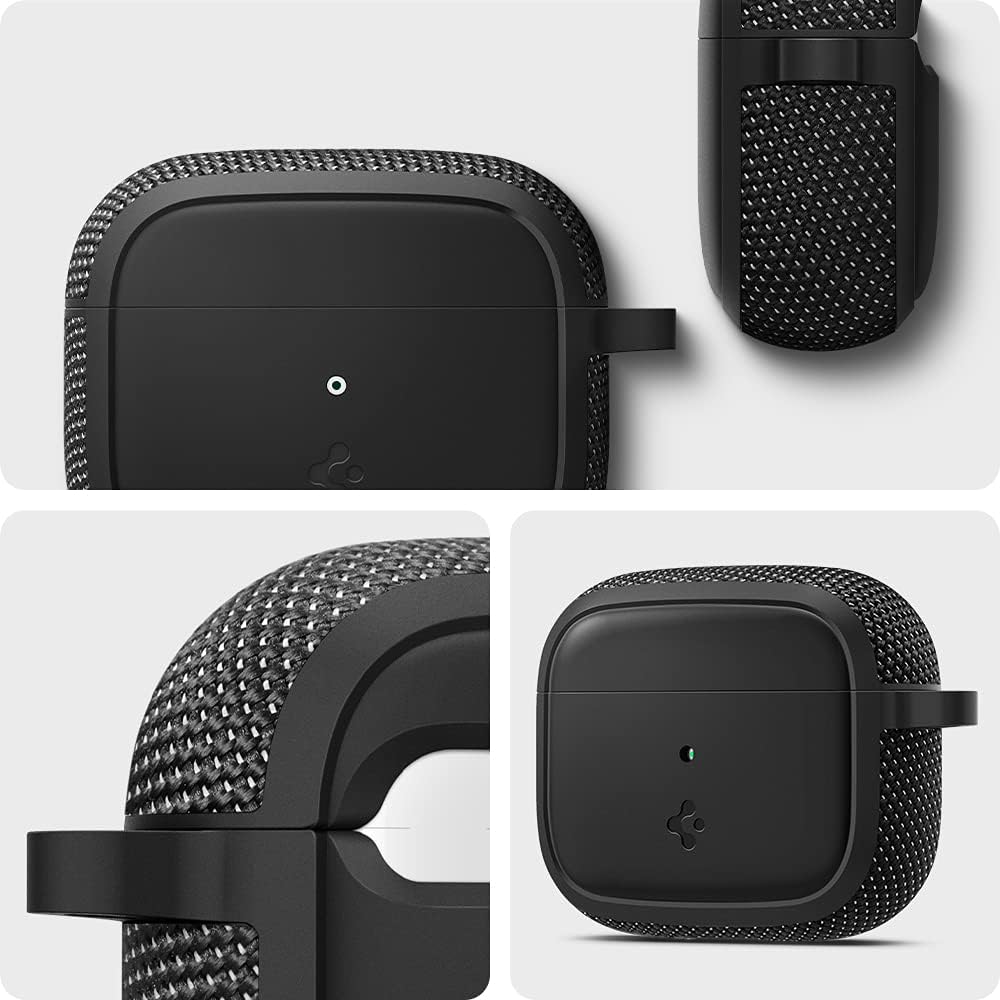 Spigen Funda de ajuste clásico diseñada para Airpods de 3ª generación con llavero, funda de tela prémium para Airpods 3 (2021), color negro