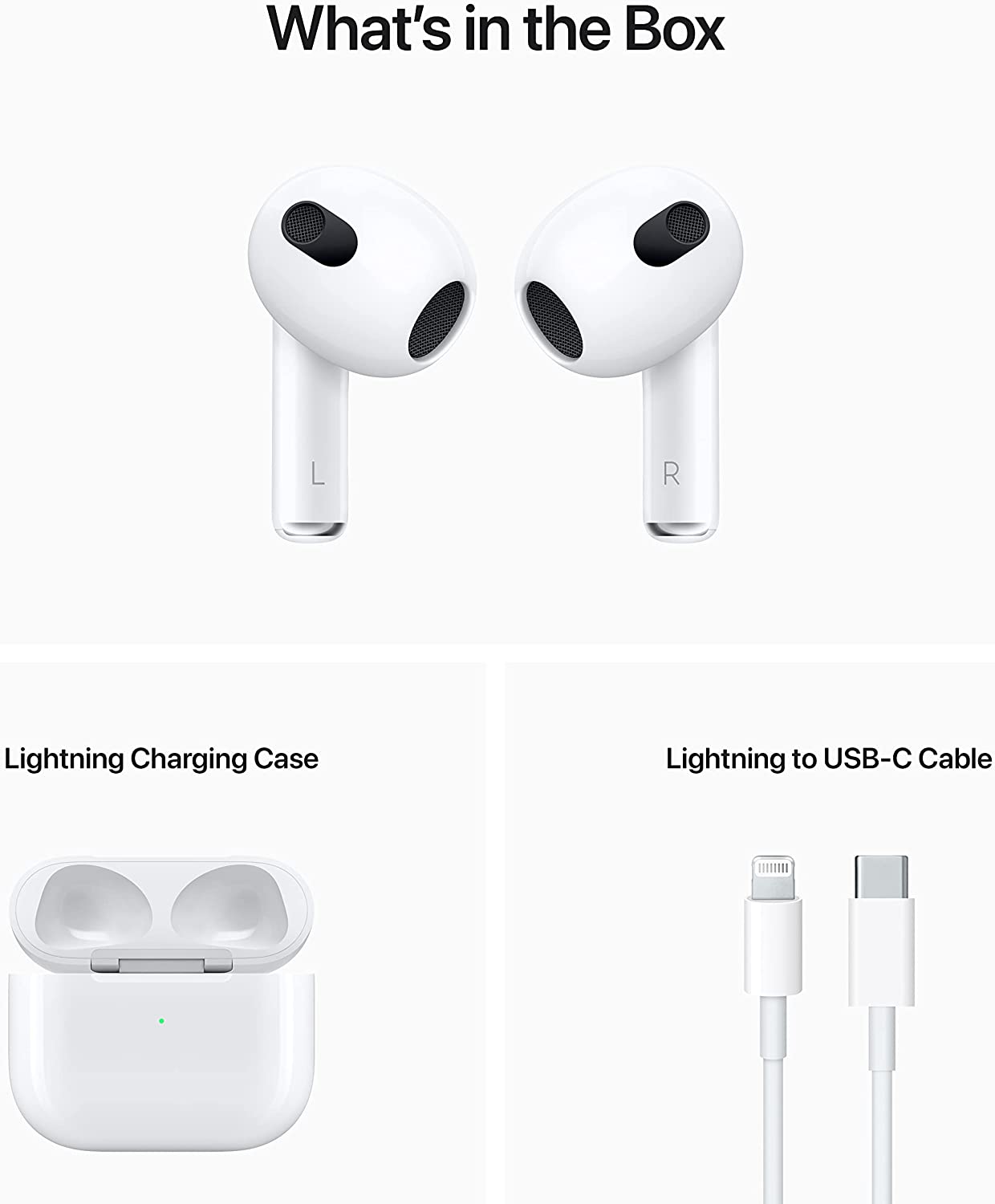 Apple Auriculares inalámbricos AirPods (3ª generación) con funda de carga Lightning. Audio espacial, resistente al sudor y al agua, hasta 30 horas de duración de la batería. Auriculares Bluetooth para iPhone