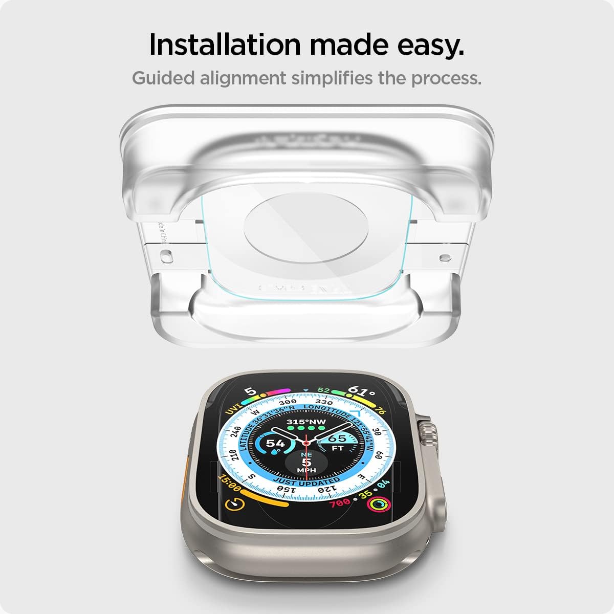 pigen Protector de pantalla de vidrio templado [GlasTR EZ FIT] diseñado para Apple Watch Ultra 2 (49 mm) / Ultra (49 mm) - Paquete de 2