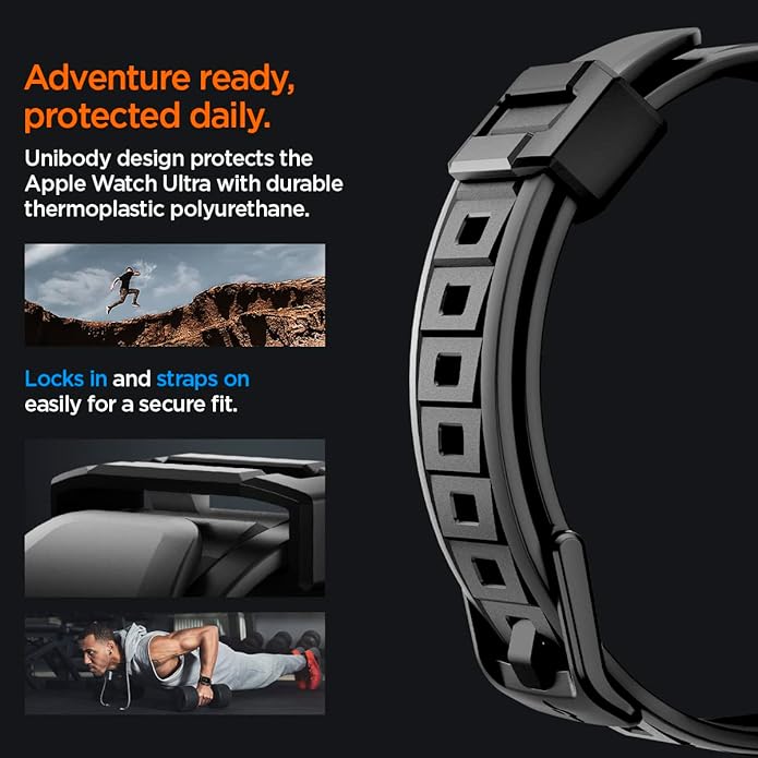 Spigen Funda Rugged Armor Pro diseñada para Apple Watch Ultra2/Apple Watch Ultra con correa de 1.929 in