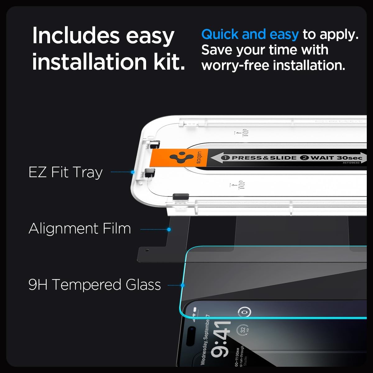 Spigen Tempered Glass Screen Protector • [GlasTR EZ FIT] designed for iPhone 15 Pro Max • Case Friendly •