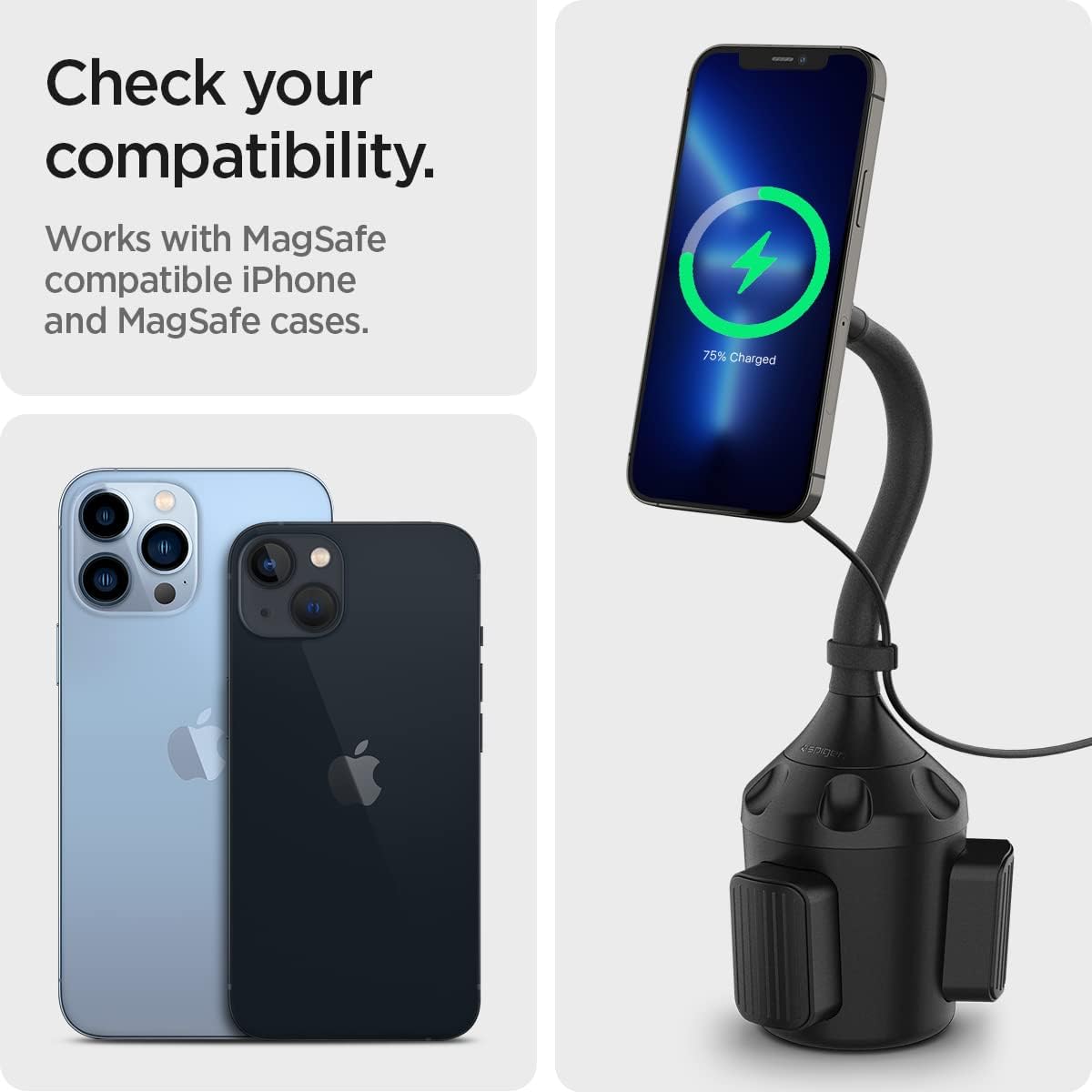 pigen OneTap Pro (MagFit) diseñado para cargador inalámbrico MagSafe soporte de taza para automóvil compatible con iPhone 15 Pro Max, 15 Pro, 15 Plus, 15, 14, 13 y 12 Series