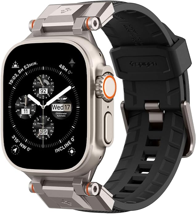 Spigen DuraPro Armor - Correa de reloj diseñada para Apple Watch Ultra de 49 mm, Series 8/7 de 45 mm, Series SE2/6/SE/5/4 de 1.732 44 mm y 3/2/1 de 42 mm, color negro