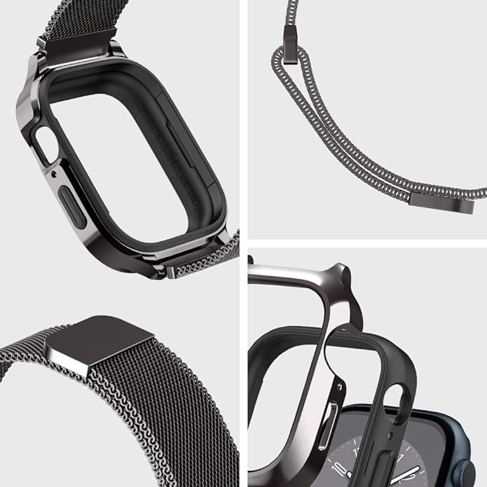 Spigen Metal Fit Pro diseñada para Apple Watch con correa Series 8/7/9 (45 mm) y Series SE2/6/SE/5/4 (44 mm)