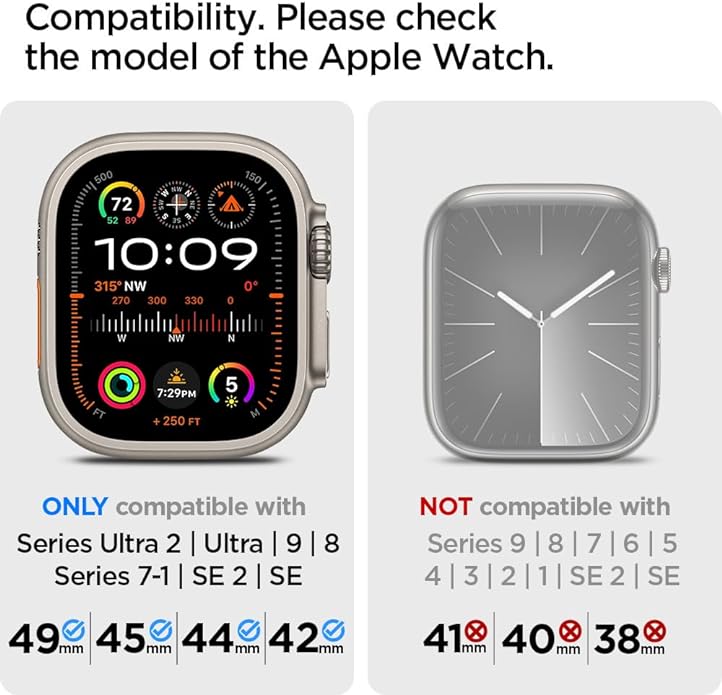 Spigen DuraPro Armor - Correa de reloj diseñada para Apple Watch Ultra de 49 mm, Series 8/7 de 45 mm, Series SE2/6/SE/5/4 de 1.732 44 mm y 3/2/1 de 42 mm, color negro