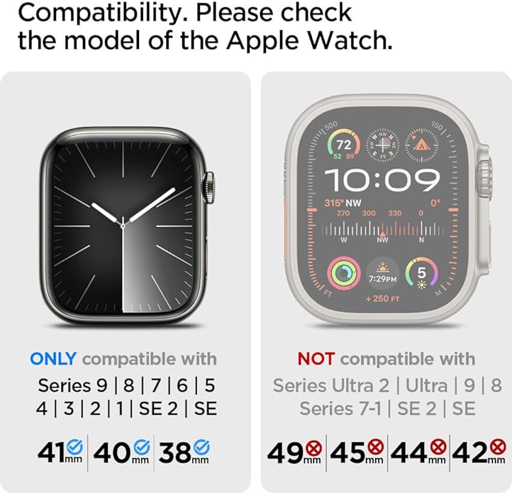 Spigen Ajuste moderno diseñado para Apple Watch Series 9/8/SE2/7/6/SE/5/4/3/2/1 38/40/41 mm