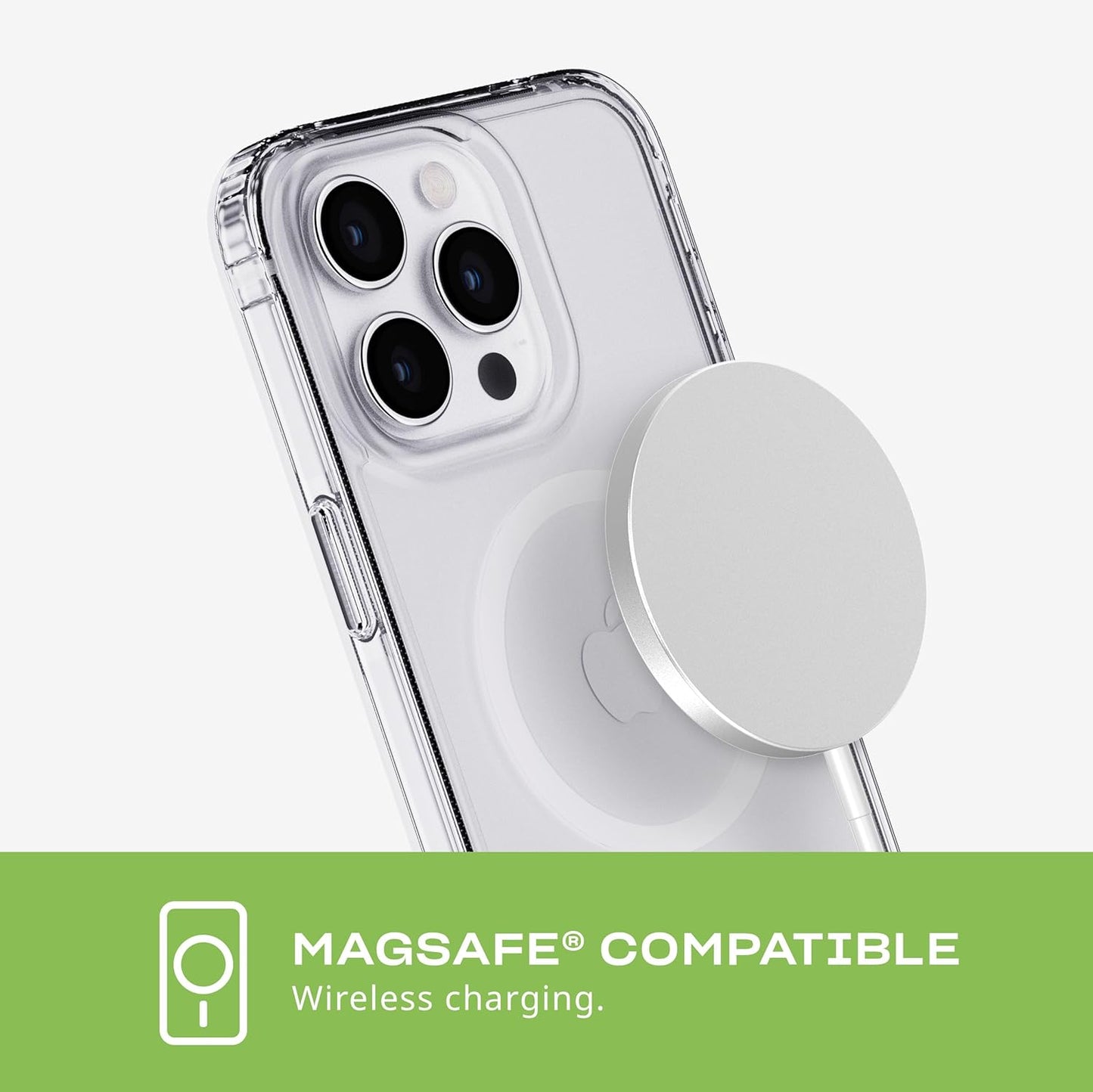 Tech 21 Evo - Funda transparente para iPhone 15 Pro Max, compatible con MagSafe, funda de protección contra impactos, transparente