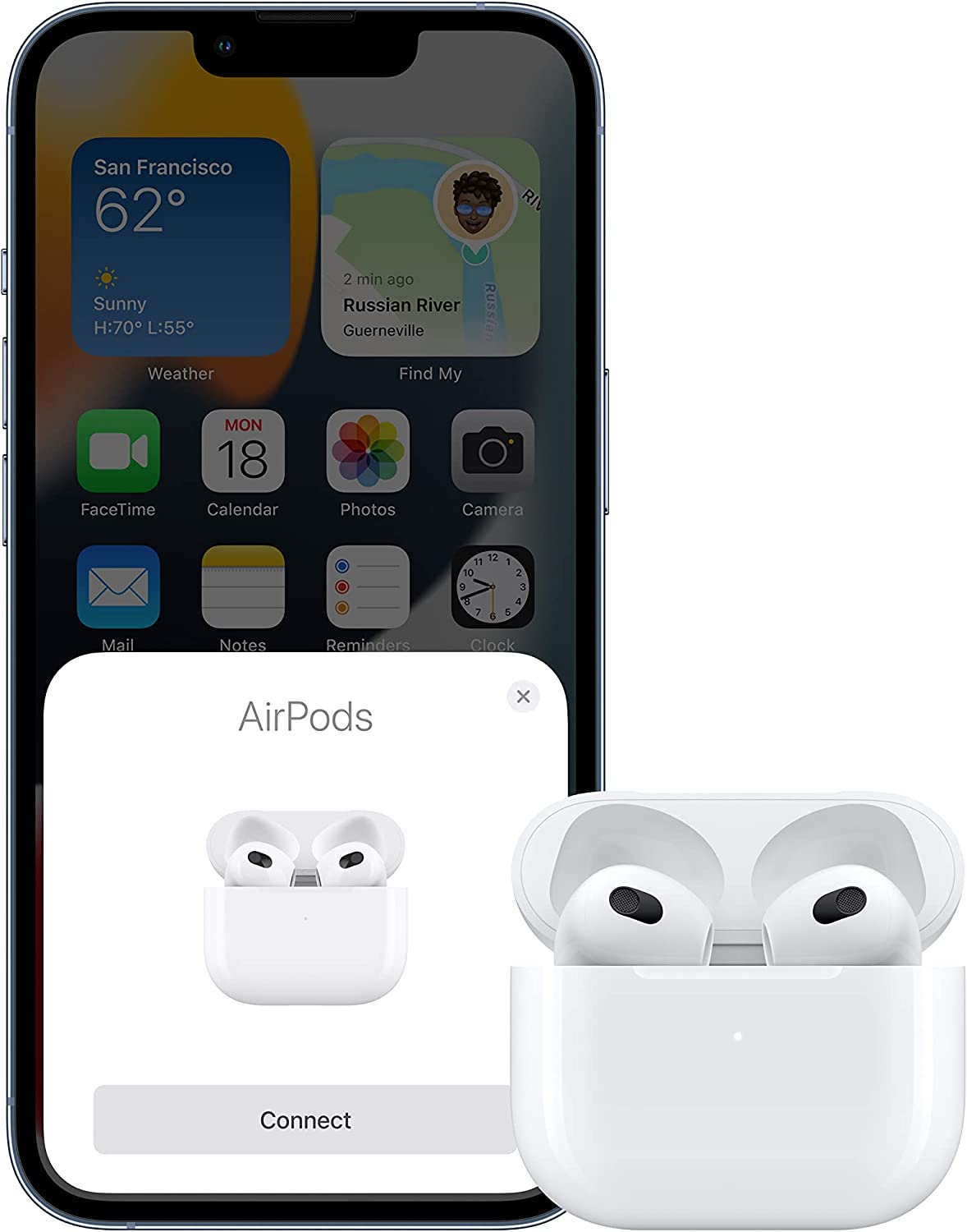 Apple Auriculares inalámbricos AirPods (3ª generación) con funda de carga Lightning. Audio espacial, resistente al sudor y al agua, hasta 30 horas de duración de la batería. Auriculares Bluetooth para iPhone