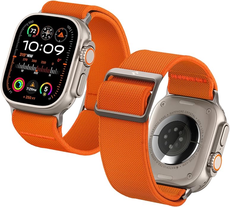 Spigen Lite Fit Ultra - Correa diseñada para Apple Watch Ultra2/Apple Watch Ultra de 49 mm, Series 9/8/SE2/7/6/SE/5/4/3/2/1 45/44/41 mm in nailon Solo Loop