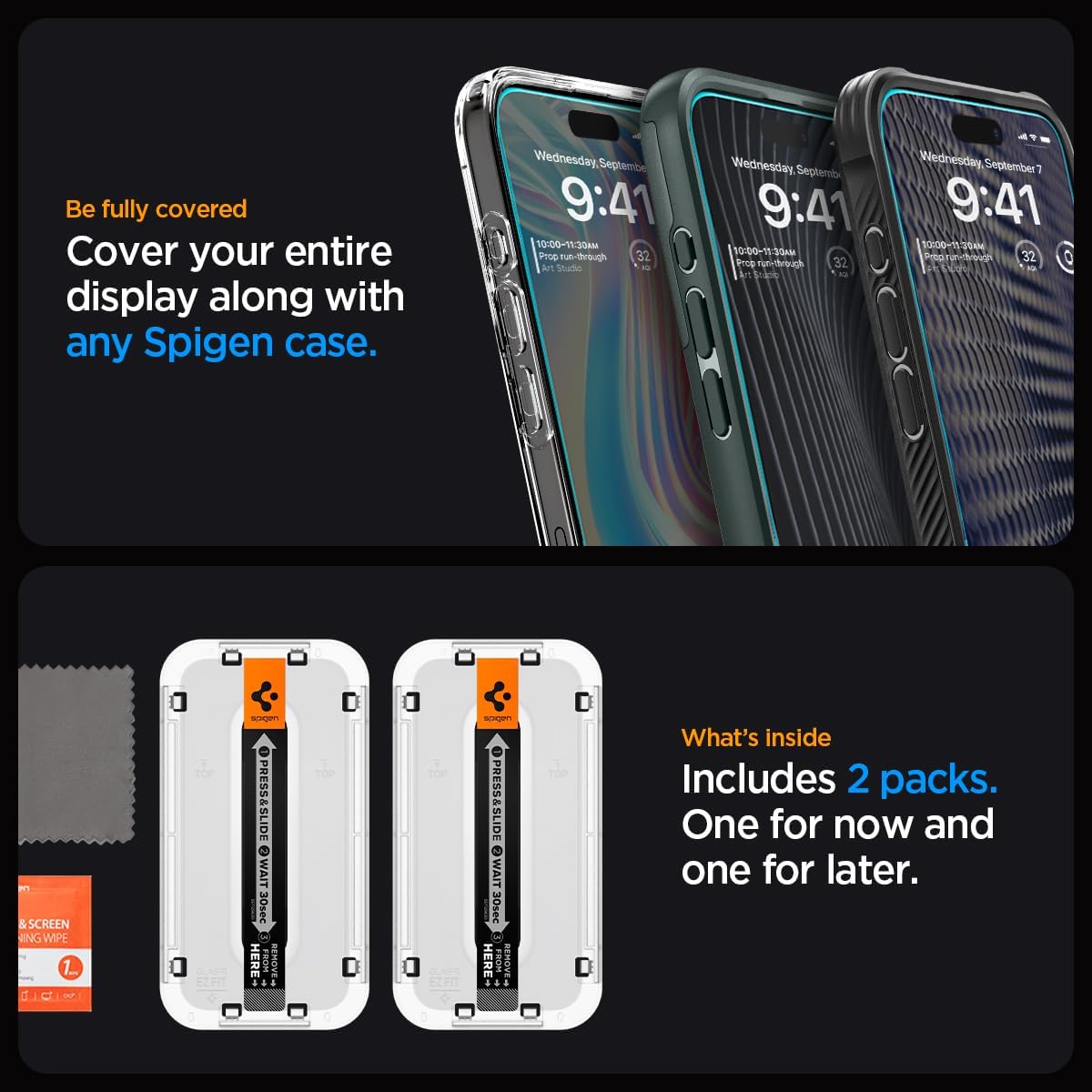 Spigen Tempered Glass Screen Protector • [GlasTR EZ FIT] designed for iPhone 15 Pro Max • Case Friendly •