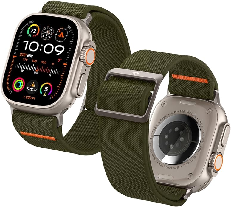 Spigen Lite Fit Ultra - Correa diseñada para Apple Watch Ultra2/Apple Watch Ultra de 49 mm, Series 9/8/SE2/7/6/SE/5/4/3/2/1 45/44/41 mm in nailon Solo Loop