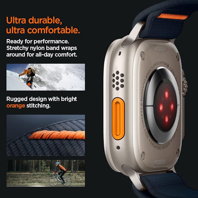 Spigen Lite Fit Ultra - Correa diseñada para Apple Watch Ultra2/Apple Watch Ultra de 49 mm, Series 9/8/SE2/7/6/SE/5/4/3/2/1 45/44/41 mm in nailon Solo Loop