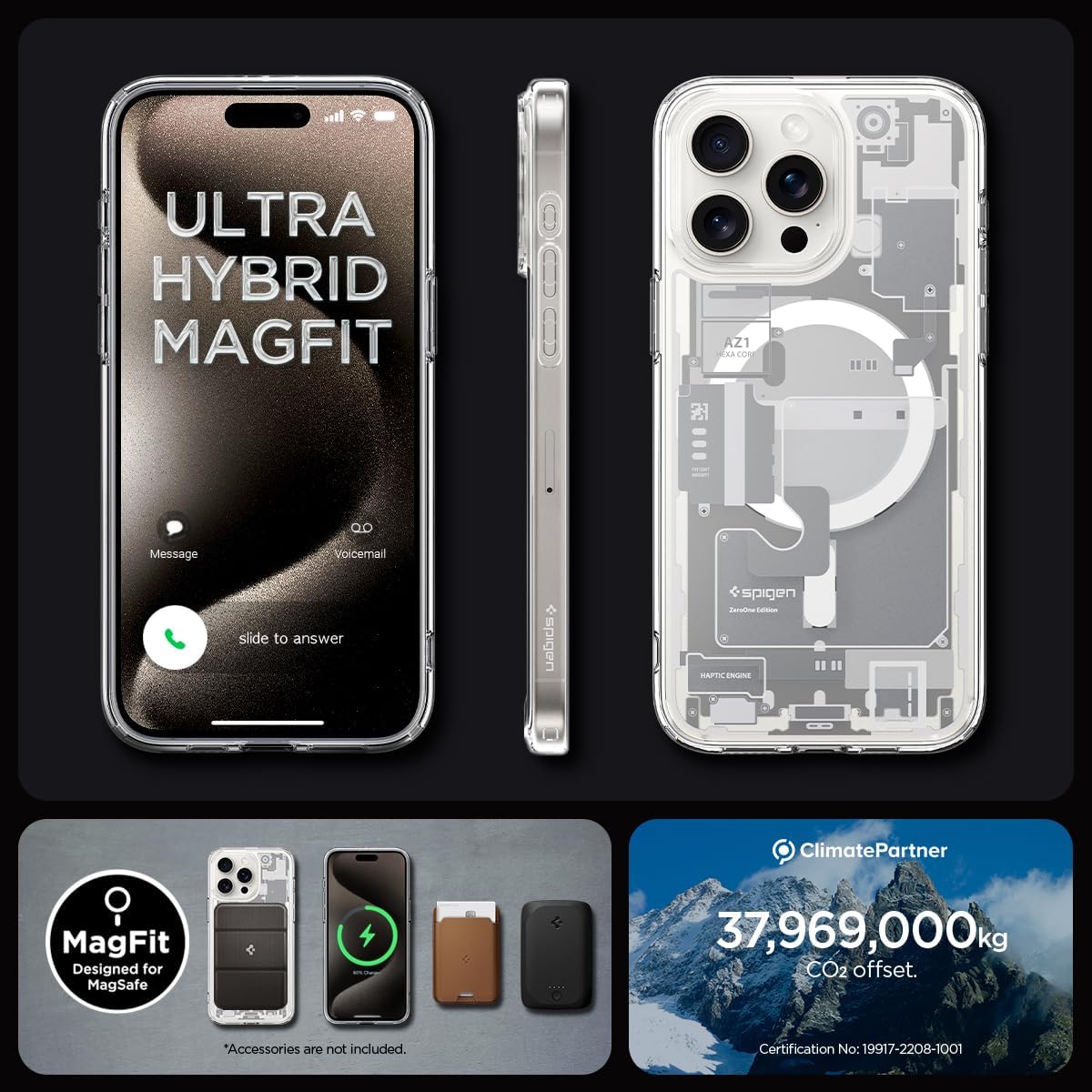 Spigen MagFit - Funda magnética ultra híbrida diseñada para iPhone 15 Pro, [antiamarilleo] [protección de grado militar] compatible con MagSafe (2023), color blanco Zero One