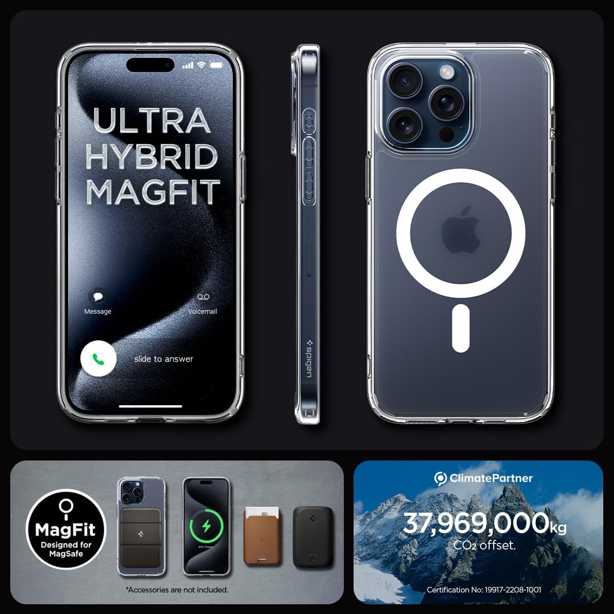 Spigen MagFit - Funda magnética ultra híbrida diseñada para iPhone 15 Pro, [antiamarilleo] [protección de grado militar] compatible con MagSafe (2023), transparente escarcha