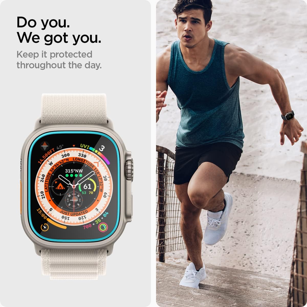 pigen Protector de pantalla de vidrio templado [GlasTR EZ FIT] diseñado para Apple Watch Ultra 2 (49 mm) / Ultra (49 mm) - Paquete de 2