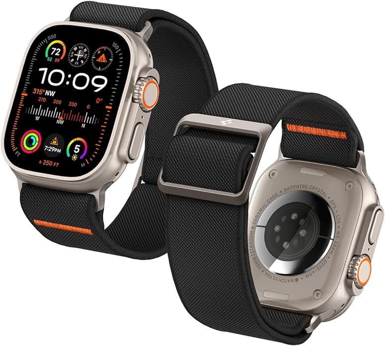 Spigen Lite Fit Ultra - Correa diseñada para Apple Watch Ultra2/Apple Watch Ultra de 49 mm, Series 9/8/SE2/7/6/SE/5/4/3/2/1 45/44/41 mm in nailon Solo Loop