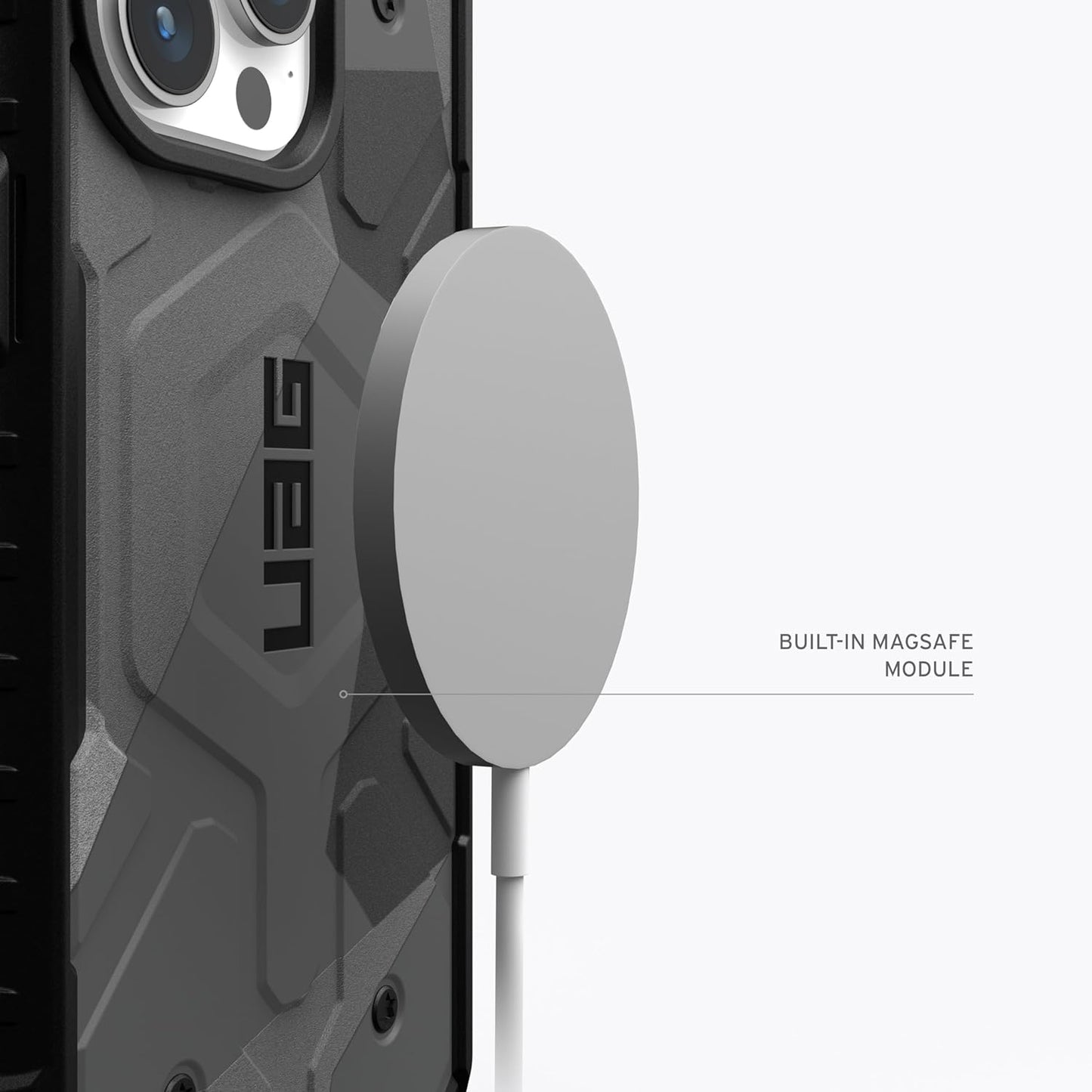 URBAN ARMOR GEAR UAG - Funda compatible con iPhone 15 Pro de 6.1 pulgadas, Pathfinder SE Midnight Camo imán integrado compatible con carga MagSafe, funda protectora resistente de grado militar