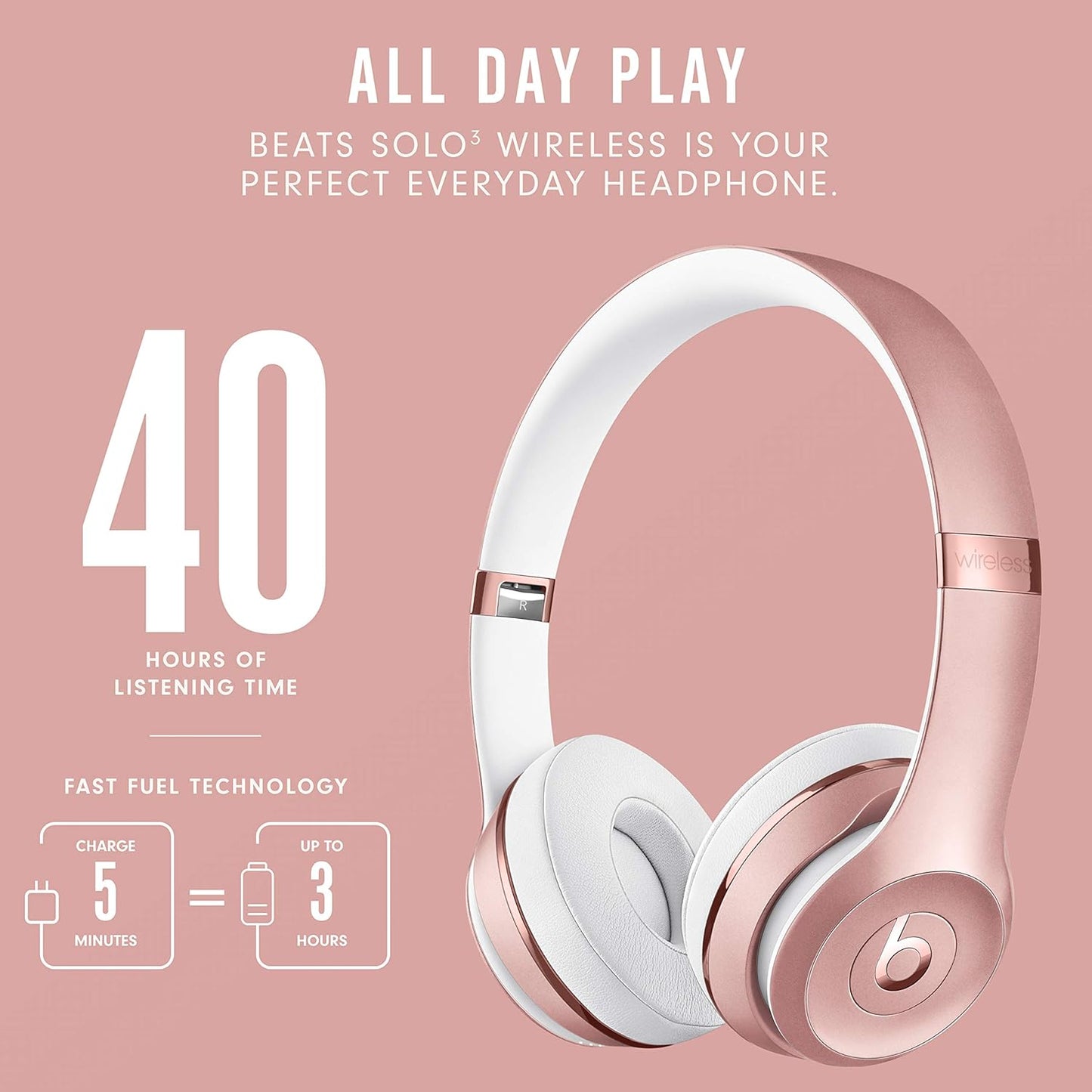 Auriculares inalámbricos On-Ear Beats Solo3 – Colección Beats Club Colección Club talla única Rose gold (Modelo mas reciente)