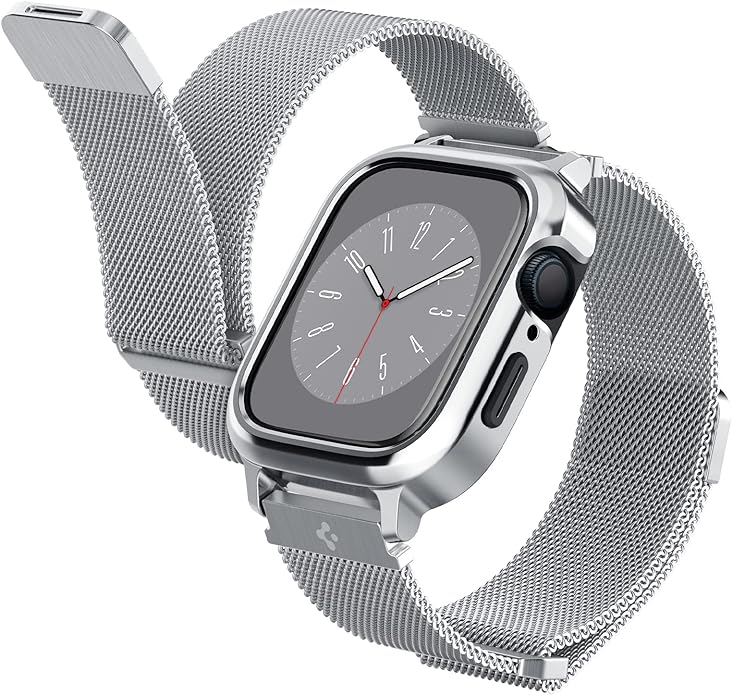 Spigen Metal Fit Pro diseñada para Apple Watch con correa Series 8/7/9 (45 mm) y Series SE2/6/SE/5/4 (44 mm)