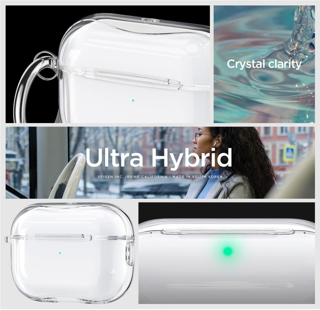 Spigen Funda ultra híbrida diseñada para AirPods Pro de 2ª generación 2022/2023 (cable USB-C/Lightening), transparente