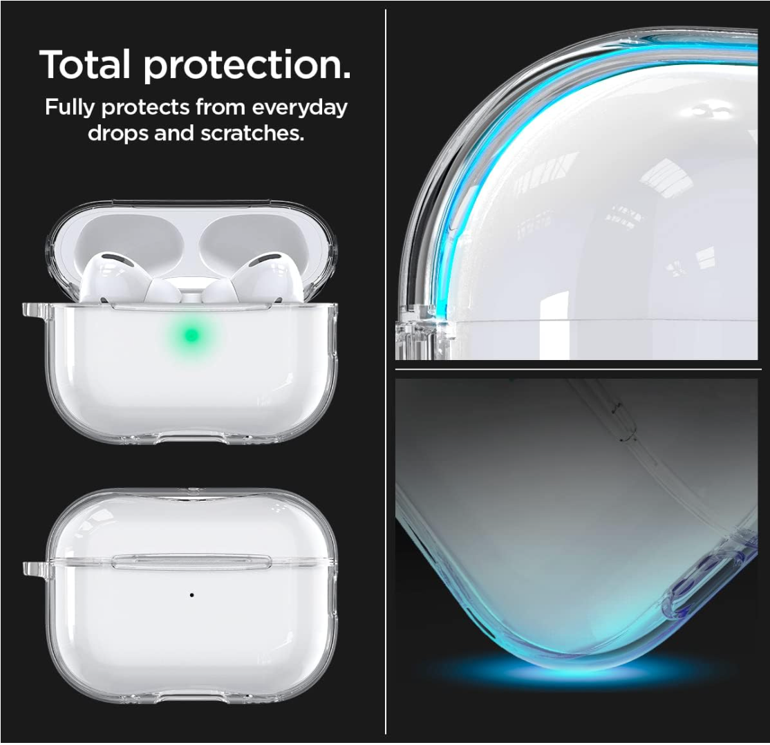 Spigen Funda ultra híbrida diseñada para AirPods Pro de 2ª generación 2022/2023 (cable USB-C/Lightening), transparente