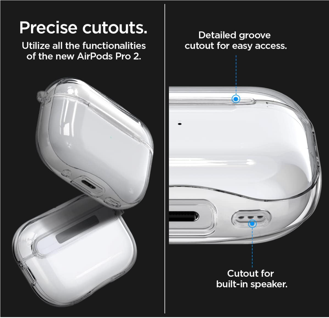 Spigen Funda ultra híbrida diseñada para AirPods Pro de 2ª generación 2022/2023 (cable USB-C/Lightening), transparente