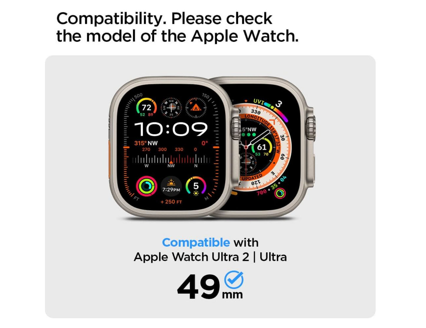 Spigen Funda ultra híbrida diseñada para Apple Watch Ultra 2/Apple Watch Ultra con protector de pantalla de cobertura completa para Apple Watch Ultra de 49 mm, transparente